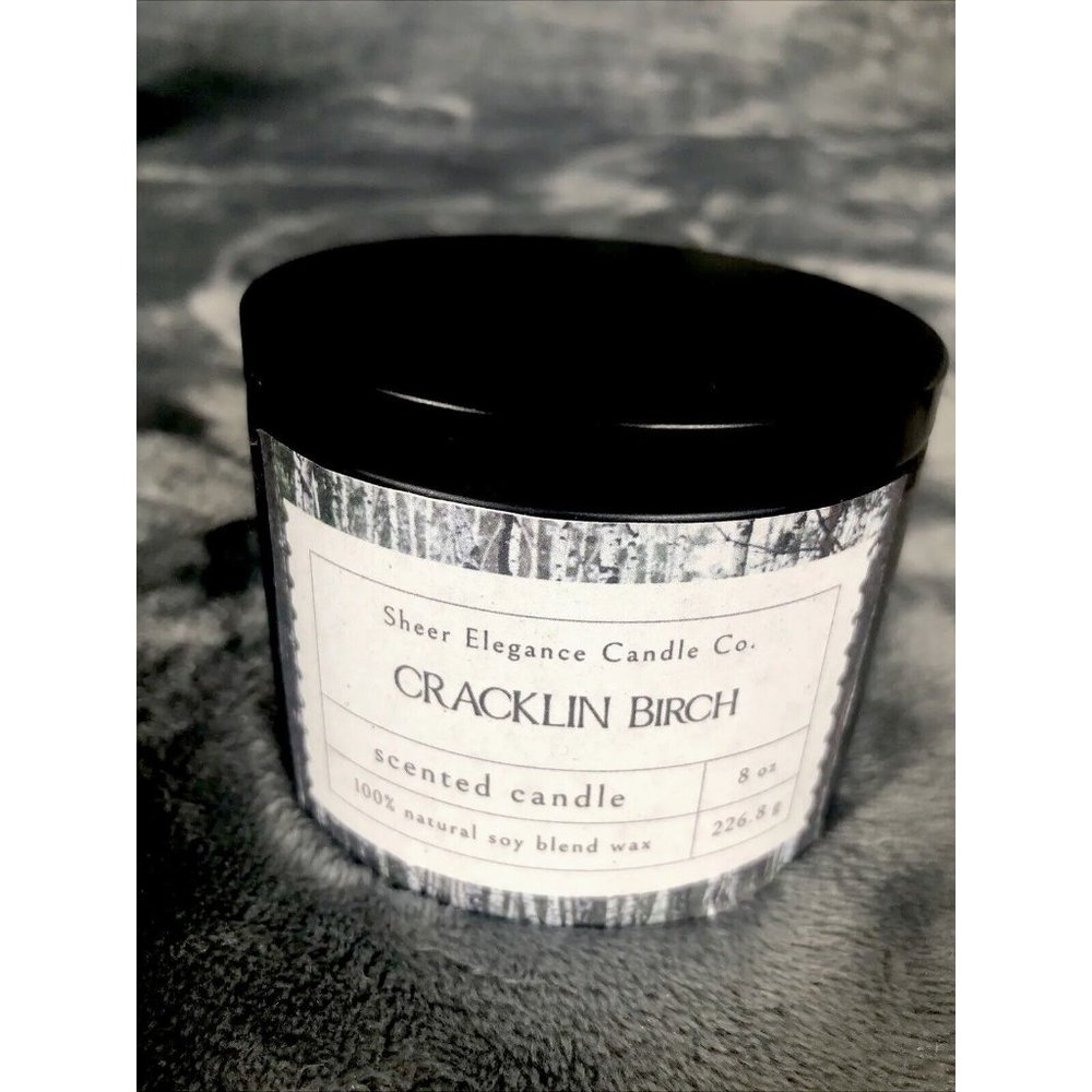 Coconut Soy Blend Candle Hand Poured Scented Cracklin Burch 8 Ounce Tin - Picture 2 of 3